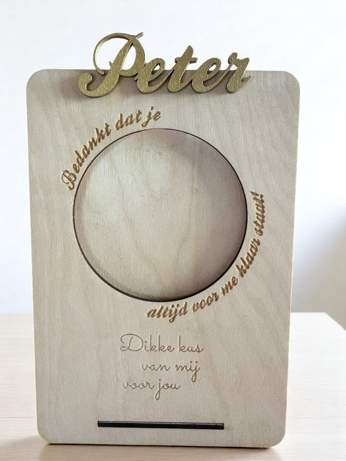 Gepersonaliseerd Houten Fotolijstje Bedankt Peter of Meter
