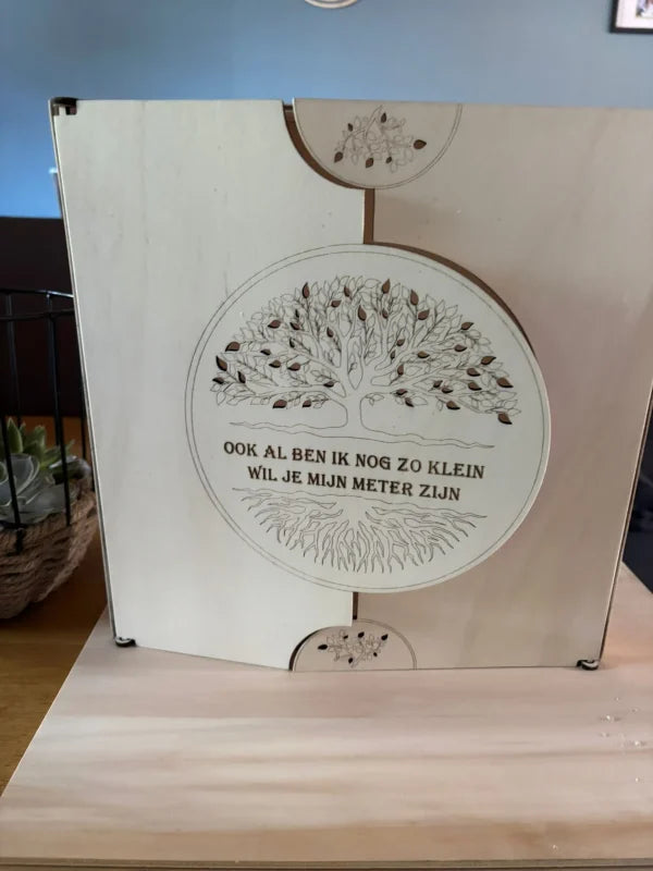 Unieke Houten Cadeaubox met Levensboom Gepersonaliseerd ruw