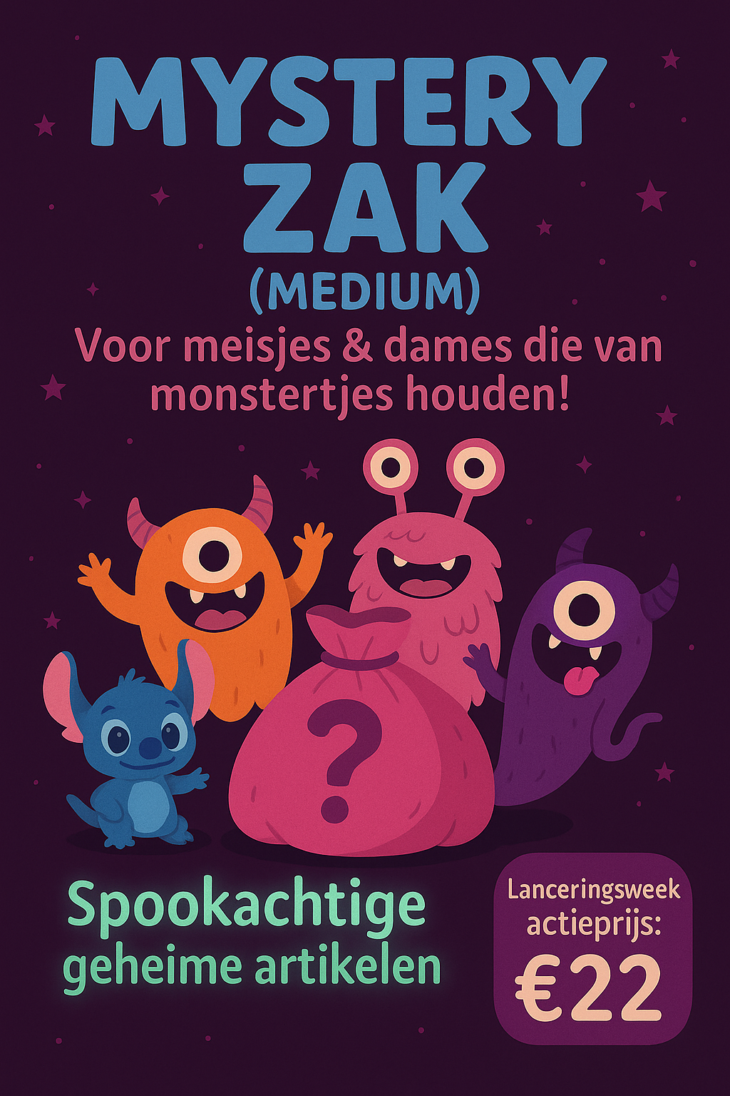Mystery medium zak – Voor meisjes & dames die van monstertjes houden!