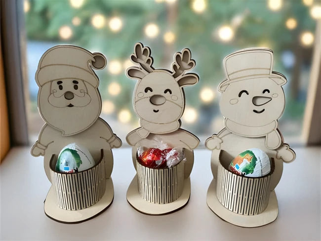 🎅 Houten Kerst Snoep & Chocolade Houdertjes
