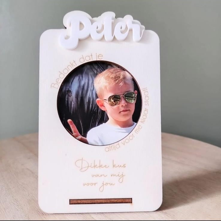 Gepersonaliseerd Houten Fotolijstje Bedankt Peter of Meter