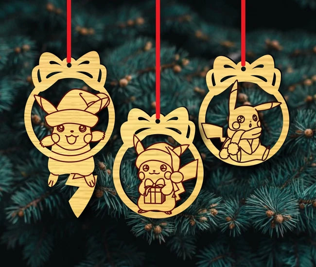 β‘π Houten Kerst Hangers Pokemon πβ‘