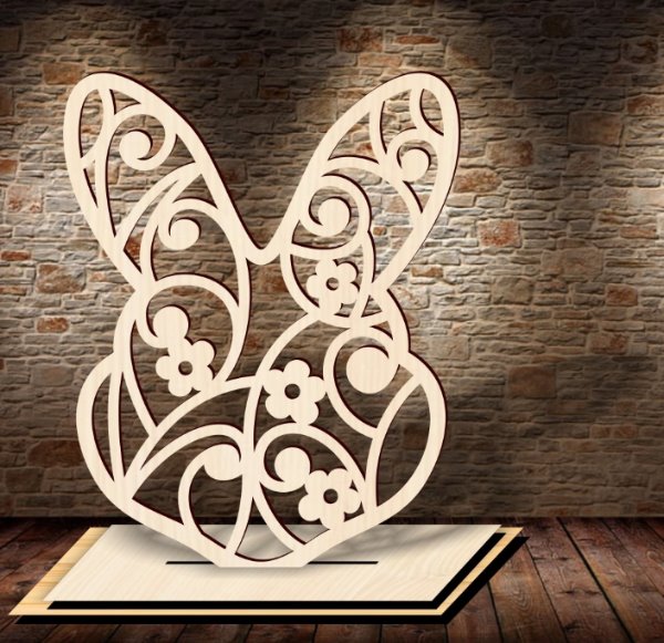 🌼 Sierlijk Houten Konijnenhoofd – Decoratief Voorjaarssymbool