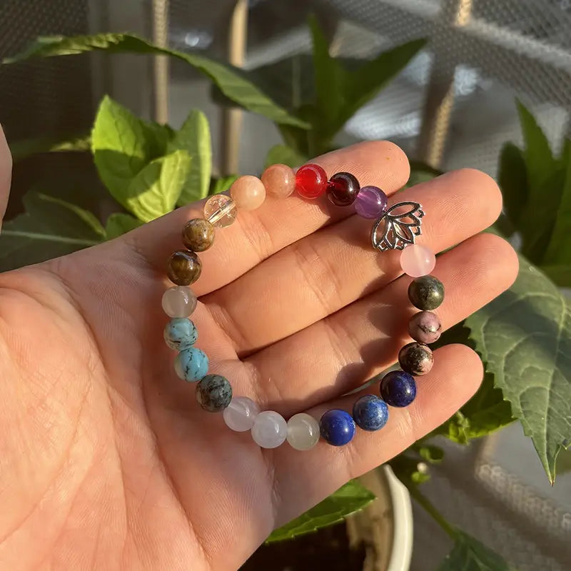 🌈 Chakra Lotus Armband – Balans, Energie & Harmonie