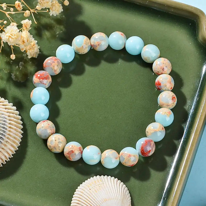 π Ocean Sandstone Armband β Zomerbalans & Positieve Energie