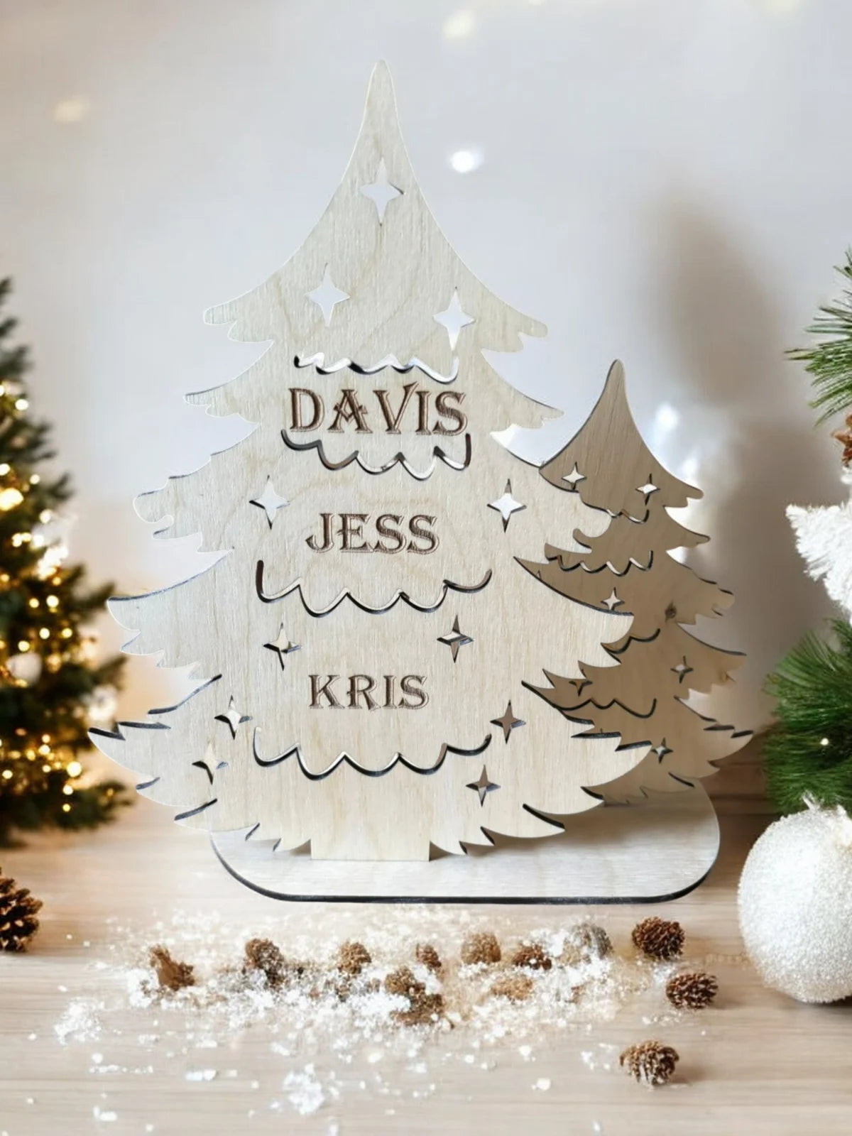 🦌 Houten Rendier & Kerstbomen Decoratie – met mogelijkheid tot personalisatie ✨