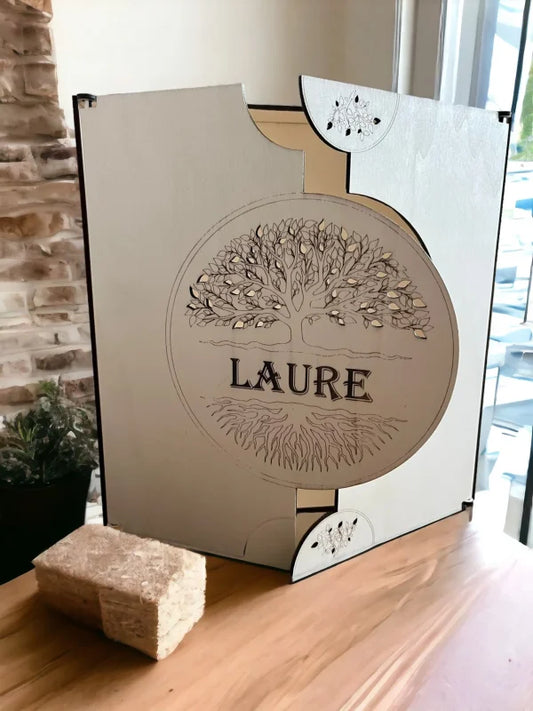 Unieke Houten Cadeaubox met Levensboom Gepersonaliseerd ruw