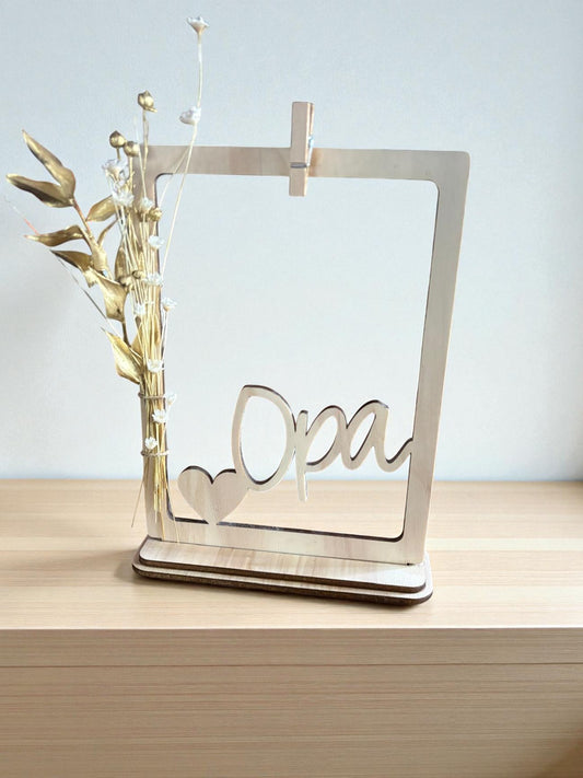 Houten Fotokader met Droogbloemen – 'Meter' / 'Oma & Opa'