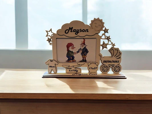 Unieke Houten Geboorte Decoratie – Gepersonaliseerde Babyherinnering