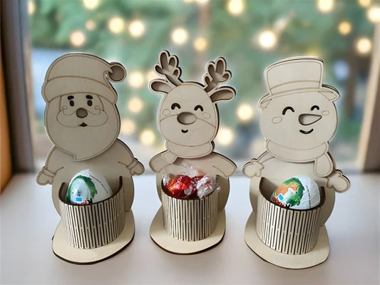 🎅 Houten Kerst Snoep & Chocolade Houdertjes