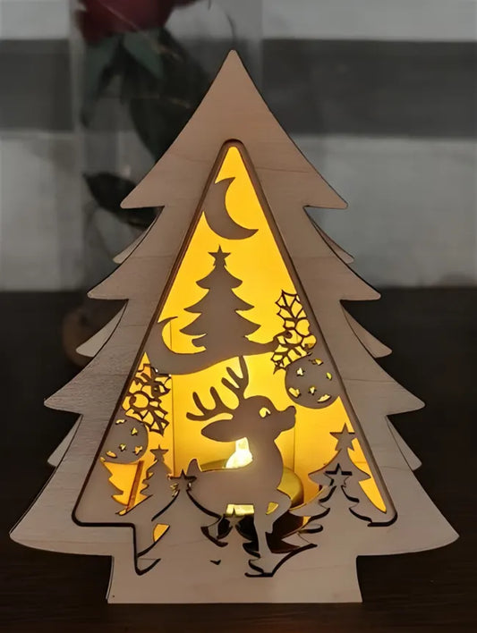 🌟✨ Houten Kerstboom Lantaarn – Winter Wonderland Lichtdecoratie ✨🦌