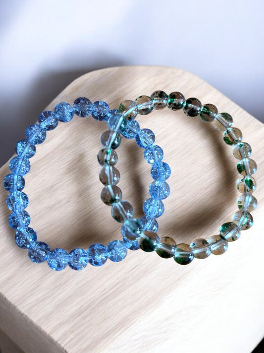 ✨ Crystal Duo Armbanden – Hemelsblauw & Aardegroen Glas