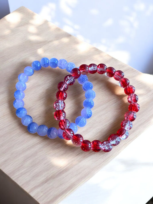 ✨ Duo Kralenarmband – Rood & Blauw