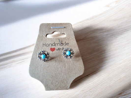 🌞 Sunburst Oorringen – Stralend met een turquoise twist 💙✨