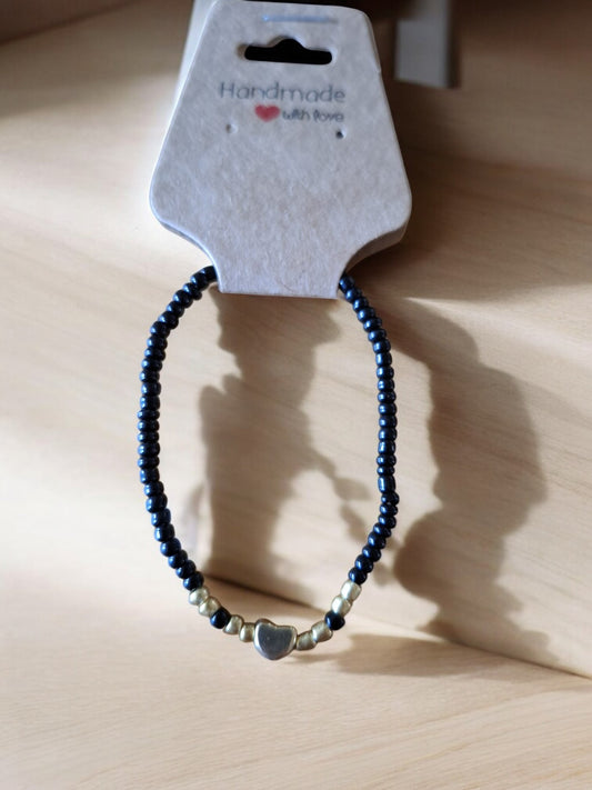🖤 Armband Zwart-Goud – Tijdloos met een Hart van Zilver