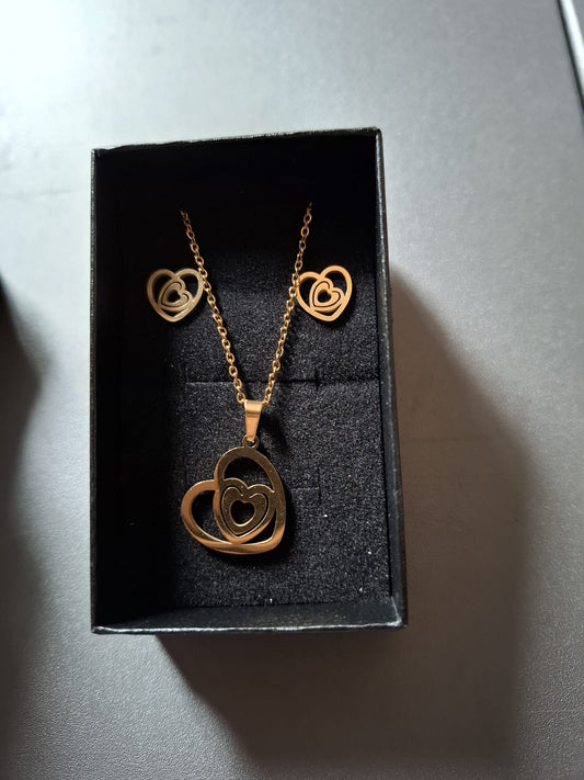 💞 Hartje in Hartje – Kinderset Ketting & Oorringen 💛✨