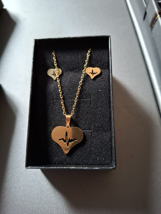 💓 Hartslag van Liefde – Kinderset Ketting & Oorringen ✨⚡