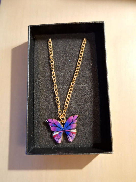 🦋 Magische Vlinderketting – Paars & Blauw voor kleine dromers!