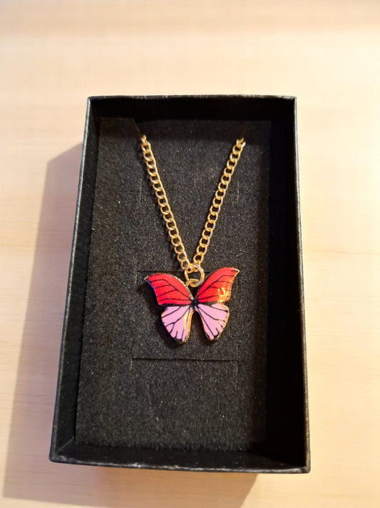 🦋 Vlinderketting Rood & Roze – Voor kleine harten die stralen!