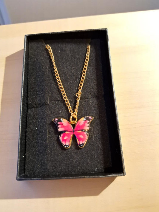 🦋 Vlinderketting Fuchsia – Voor kids die graag schitteren!