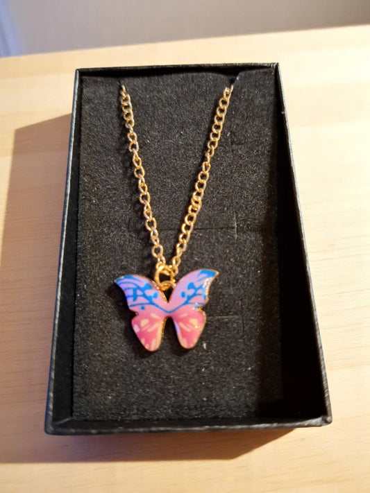 🦋 Droomvlinder Ketting – Roze & Blauw vol fantasie!