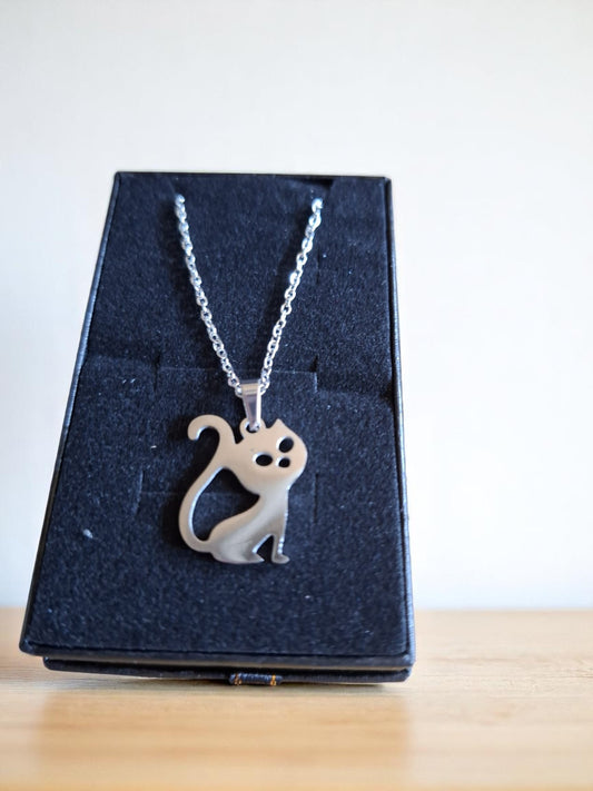 🐱 Kinderketting met Schattige Kat – Zilverkleurig