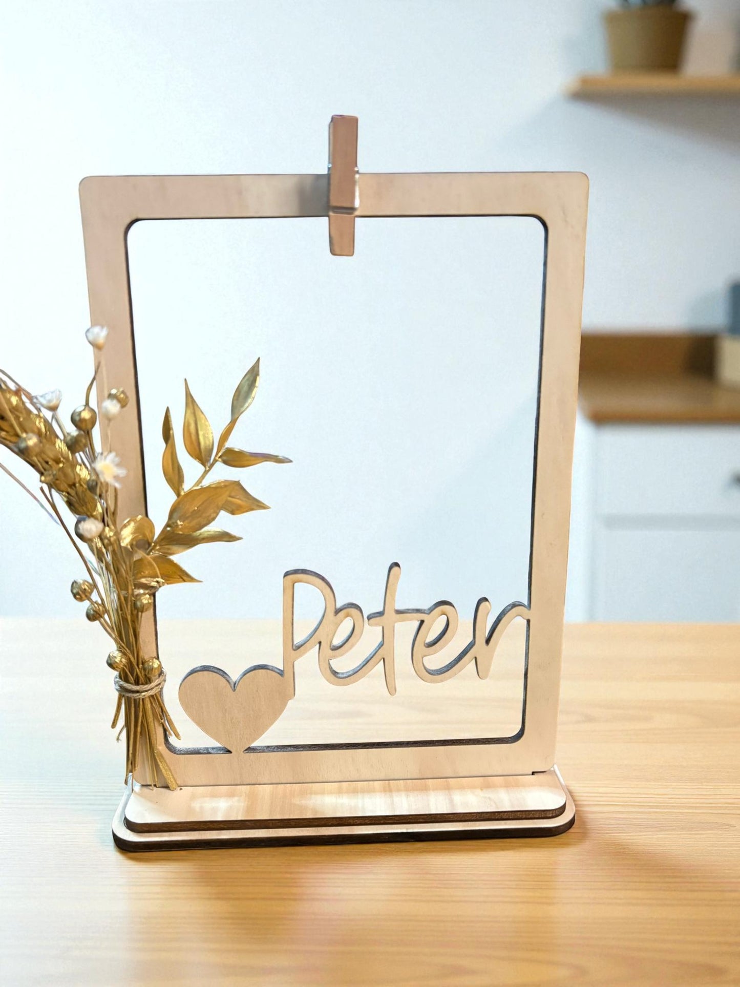 Houten Fotokader met Droogbloemen – 'Meter' / 'Oma & Opa'