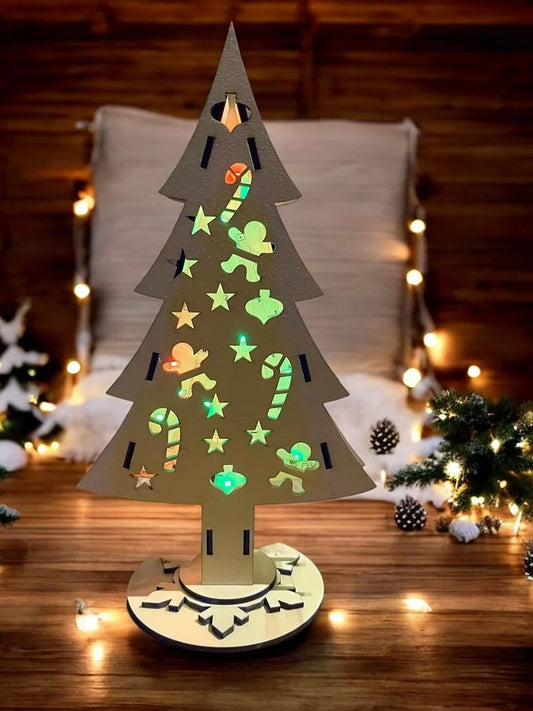🎄 Houten Kerstboom met LED-verlichting ✨