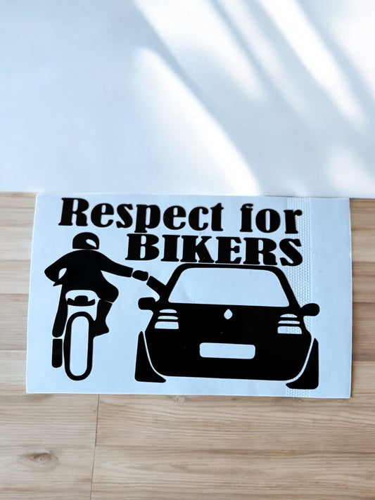 Respect for Bikers – Waarschuwingssticker voor Auto of Motor