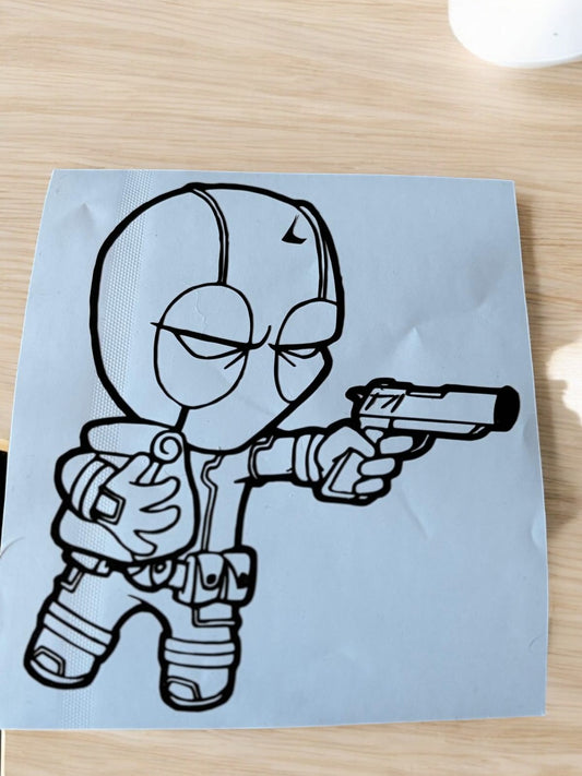 Deadpool Chibi Sticker – “Cute, Crazy & Armed” 🔫😎