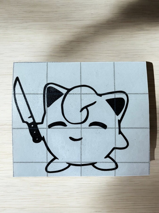 🔪 Schattig maar Sassy – Jigglypuff Sticker met Mesje