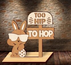 Houten Paasdecoratie – “Too Hip to Hop” Paashaas