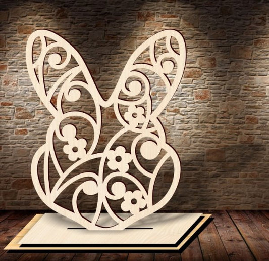 🌼 Sierlijk Houten Konijnenhoofd – Decoratief Voorjaarssymbool
