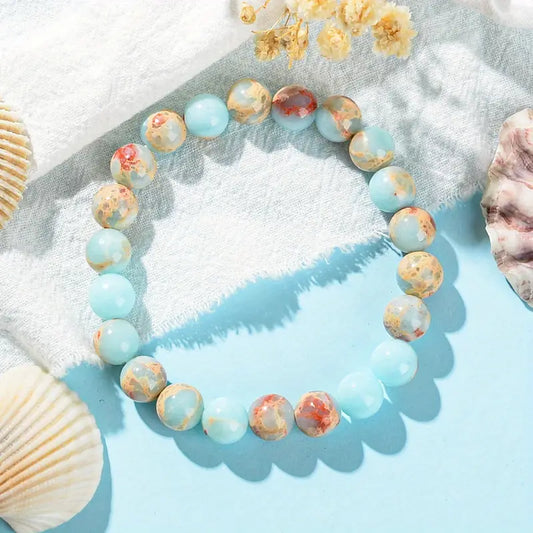 🌊 Ocean Sandstone Armband – Zomerbalans & Positieve Energie
